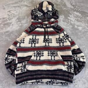 Billabong Sherpa Fleece Hoodie Men’s Size Medium Black White Red Pattern sz M